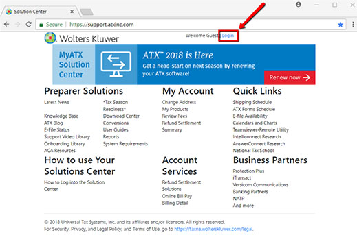 support copy ATX support page