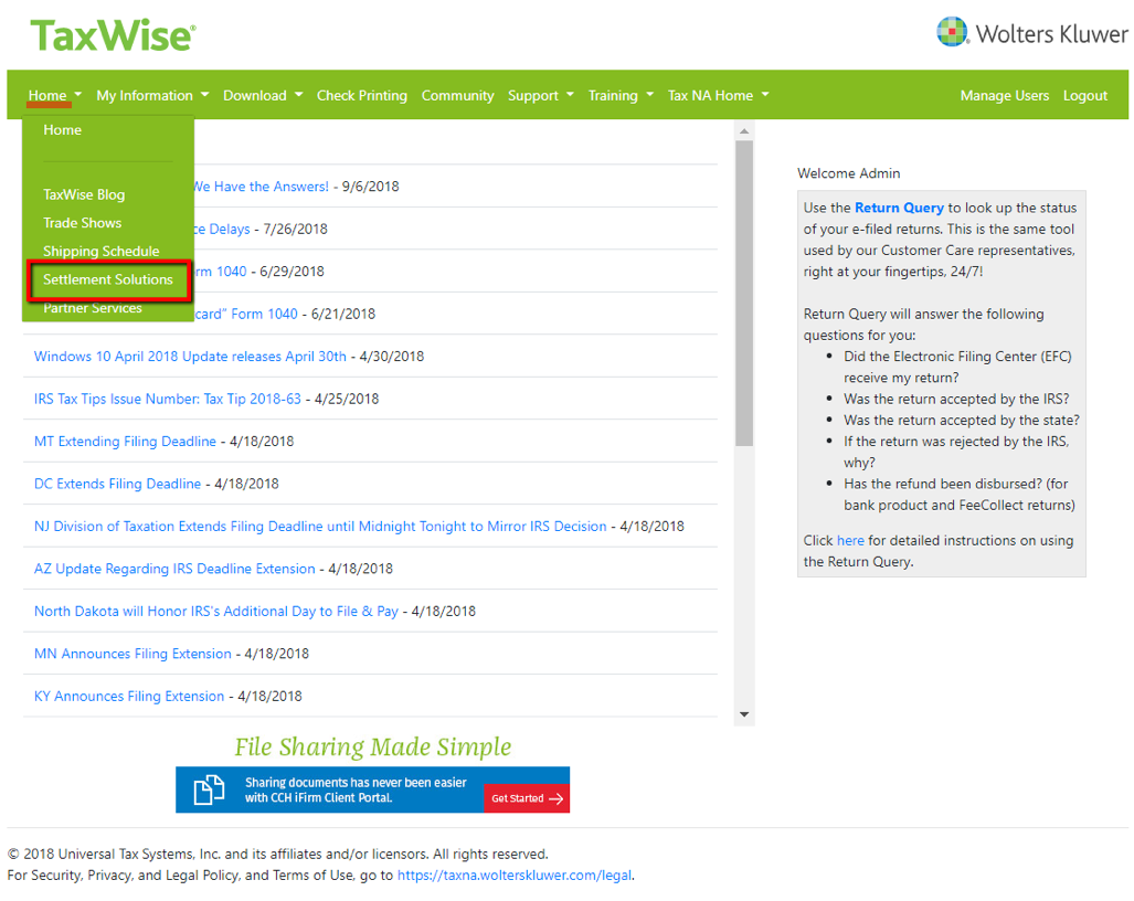 settlement solutions TaxWise settlement solutions