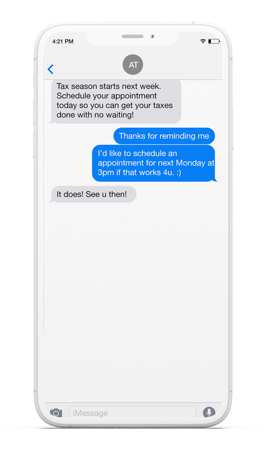 SMS-mockups SMS with clients
